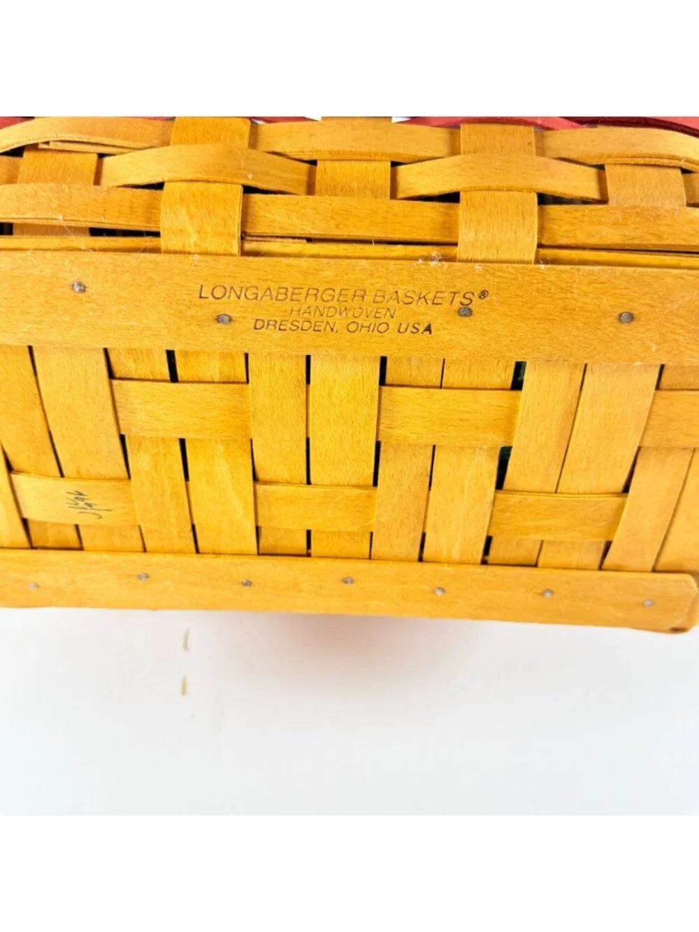 Longaberger 1996 Christmas Holiday Cheer Basket W/ Protector & Fabric Liner USA